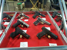 gun show display semi automatic pistols